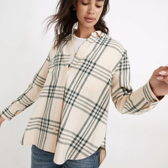 Madewell Tops - MADEWELL Oversized Ex-Boyfriend Swing Shirt in Windowpane {VV48}